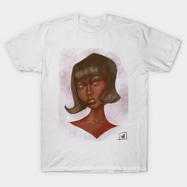 Cute Portrait of a Black Woman With a Bob T-Shirt by WBArtwork